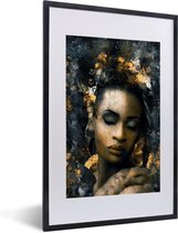 Fotolijst incl. Poster - Bloemen - Vrouw - Abstract - 40x60 cm - Posterlijst