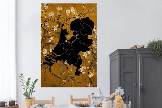 Affiche Carte - Nederland - Fleurs - 120x180 cm XXL