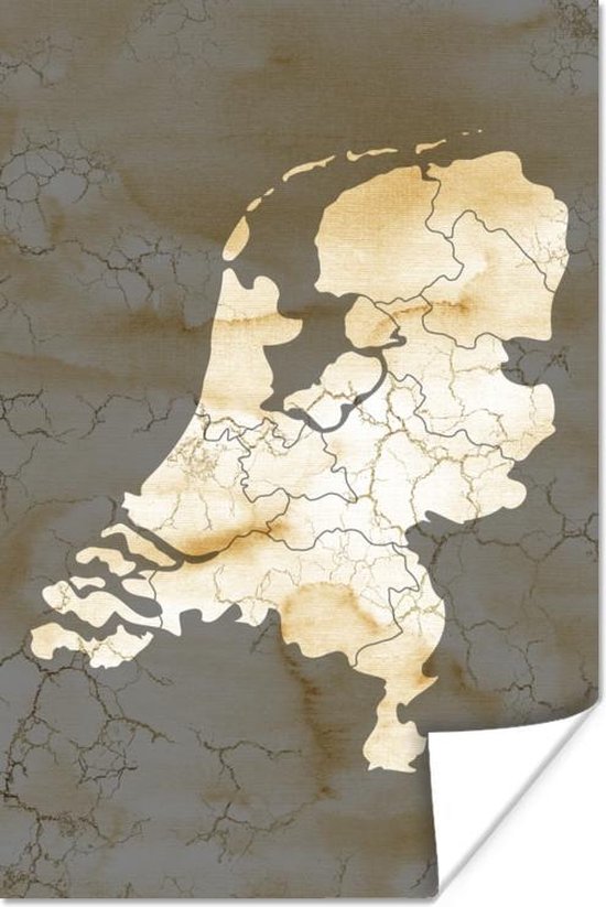 Poster Kaart Europa - Nederland - Marmer - 80x120 cm
