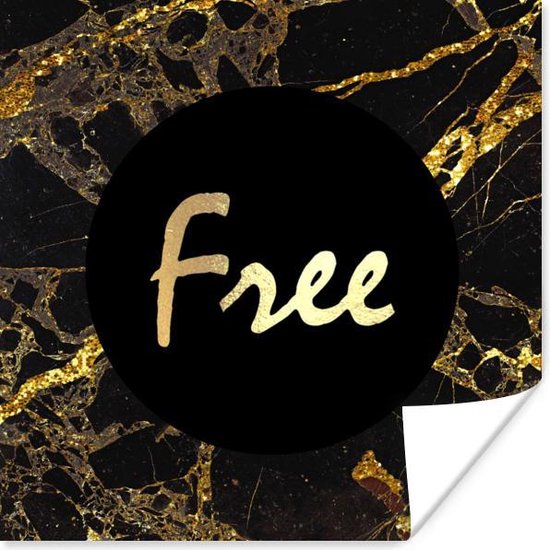 Marbre noir avec des accents dorés et le texte "Free" en or sur un fond noir.