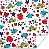 Poster New York - Tekening - Rood - 30x30 cm