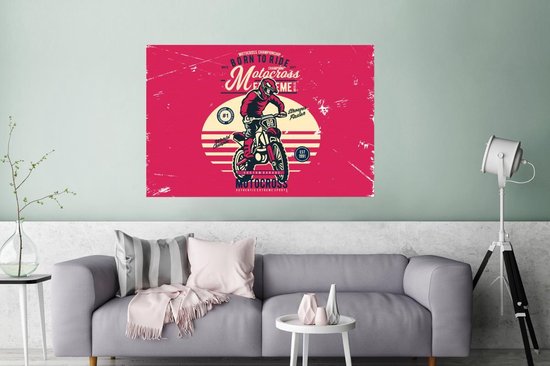 Poster Homme - Moto - Vintage - 120x80 cm - Cadeau Vaderdag - Cadeau - Cadeau pour lui - Astuce - Homme