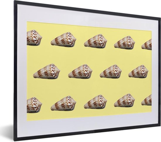 Fotolijst incl. Poster - Schelpen - Patronen - Geel - 40x30 cm - Posterlijst