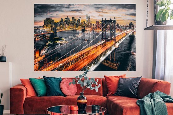 Affiche New York - Coucher de soleil - Oranje - 180x120 cm XXL