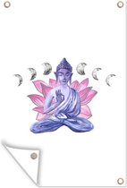 Décoration murale Bouddha - Lune - Blauw - 120x180 cm - Affiche jardin
