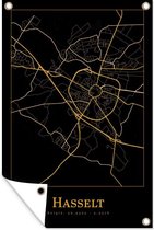 Posters de jardin extérieur Carte - Hasselt - Or - Zwart - 60x90 cm - Toile de jardin - Affiche extérieure