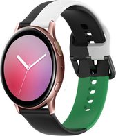 Siliconen Smartwatch bandje - Geschikt voor  Samsung Galaxy Watch Active triple sport band - zwart-wit-groen - Strap-it Horlogeband / Polsband / Armband