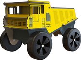 vrachtwagen jongens 50 cm hout geel/zwart/naturel 12-delig