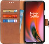 KHAZNEH OnePlus Nord 2 Hoesje Portemonnee Book Case Bruin