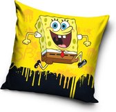 kussen SpongeBob 40 x 40 cm katoen geel/zwart