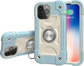 Schokbestendige siliconen + pc-beschermhoes met dubbele ringhouder voor iPhone 13 (ijsblauw)
