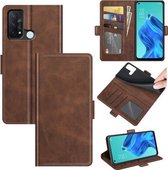 Voor OPPO Reno5 EEN Dual-side magnetische gesp horizontale flip lederen tas met houder & kaartsleuven & portemonnee (bruin)