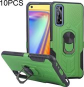 10 PCS Shield Armor PC + TPU-beschermhoes met 360 graden rotatieringhouder voor OPPO Realme 7 (groen)