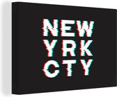 Toile Peinture New York - Ville - Rouge - 120x80 cm - Décoration murale