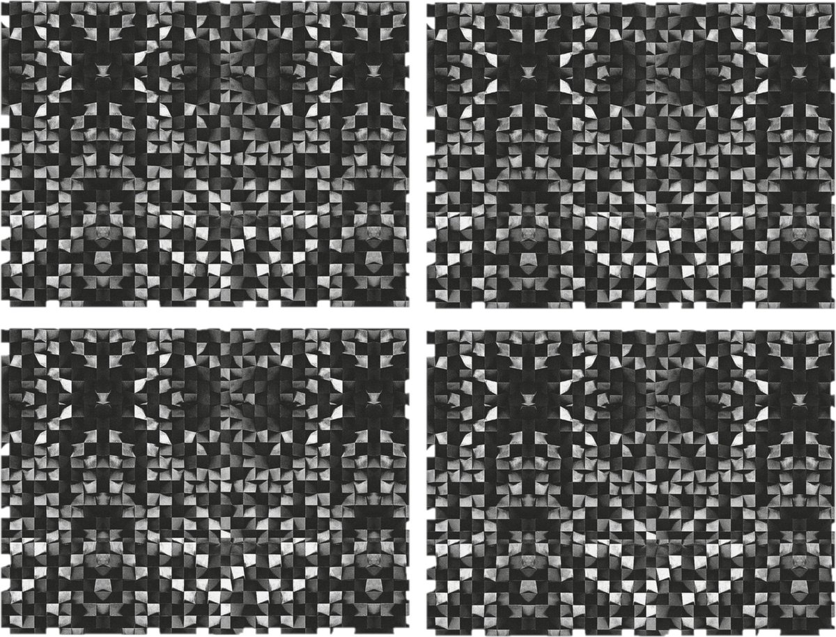 12x stuks retro stijl zwarte placemats van vinyl 40 x 30 cm - Antislip/waterafstotend - Stevige top kwaliteit