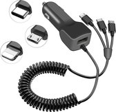 BSTNL – auto oplader - 4 aansluitingen – lightning – auto oplader lightning – auto oplader iPhone – geschikt voor Apple/Samsung etc.