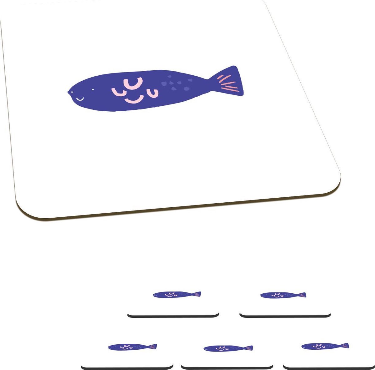 Onderzetters voor glazen - Vis - Pastel - Paars - 10x10 cm - Glasonderzetters - 6 stuks