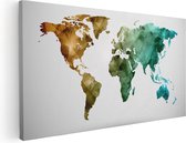 Artaza Canvas Schilderij Kleurrijke Wereldkaart - Abstract - 40x20 - Klein - Foto Op Canvas - Canvas Print