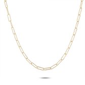 Twice As Nice Halsketting in 18kt verguld zilver, ovale gehamerde schakels  36 cm+4 cm