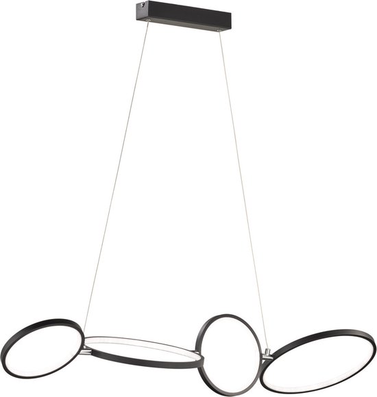 LED Hanglamp - Torna Rondy - 37W - Warm Wit 3000K - Dimbaar - Rechthoek - Mat Zwart - Aluminium