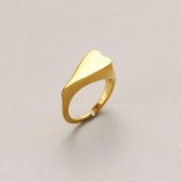Verstelbare gouden ring met geometrische slanke hart