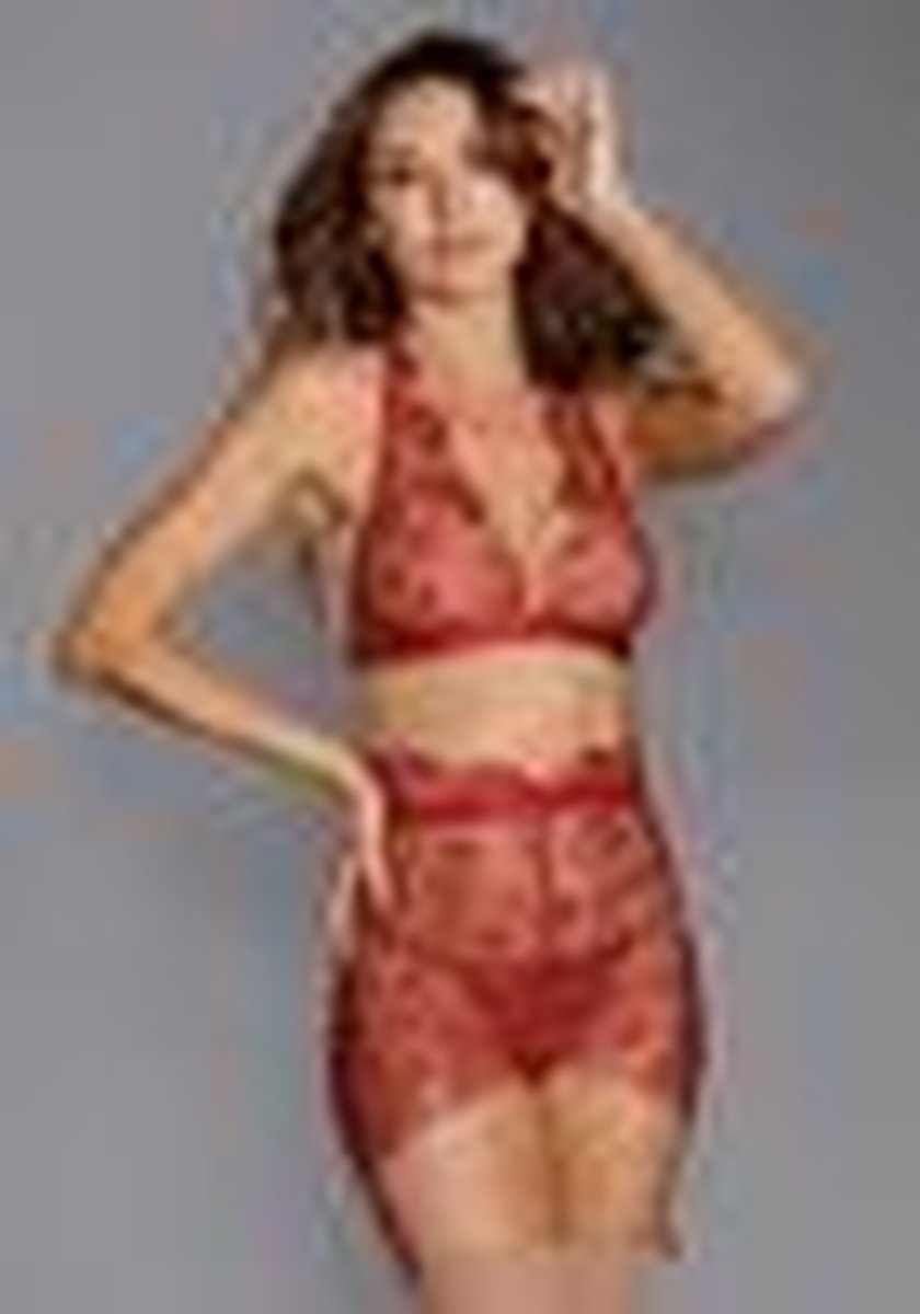 Goedkoopste Dreamgirl (All) Driedelige Set met Delicate Bloemenborduurwerk red XL