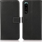 Voor Sony Xperia 5 III Litchi Textuur PU + TPU Horizontale Flip Leather Case met Houder & Kaartsleuven & Portemonnee (Zwart)