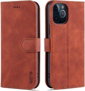 AZNS Skin Feel Calf Texture Horizontal Flip Leather Case met kaartsleuven & houder & portemonnee voor iPhone 12 Pro (bruin)
