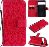 Voor Google Pixel 6 Zon Embossing Patroon Horizontale Flip Leather Case met Kaartsleuf & Houder & Portemonnee & Lanyard (Rood)