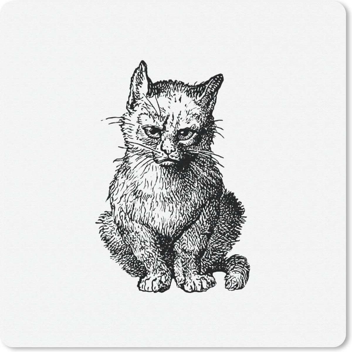 Muismat 20x20 cm - Mousepad Retro - Kat - Dieren - Muismatten