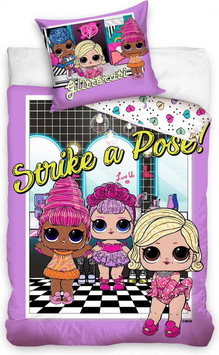 Carbotex L.o.L. Surprise Dekbedovertrek! Strike a Pose 140 x 200 cm Katoen Paars