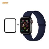 Voor Apple Watch Series 6/5/4 / SE 40 mm Hat-Prince ENKAY 2 in 1 verstelbare flexibele polyester polshorloge band + volledig scherm volledige lijm PMMA gebogen HD-schermbeschermer (donkerblau