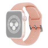 Gevlochten siliconen vervangende horlogebanden met gesp voor Apple Watch Series 6 & SE & 5 & 4 44 mm / 3 & 2 & 1 42 mm (zandroze)