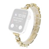 Kleine taille roestvrij stalen band horlogeband voor Apple Watch Series 6 & SE & 5 & 4 44mm/3 & 2 & 1 42mm (Goud Wit)