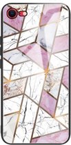 Beschermhoes van abstract marmerpatroon voor iPhone SE 2020 (Rhombus White Purple)
