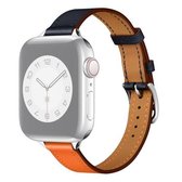 Lederen vervangende horlogebanden met kleine taille voor Apple Watch Series 6 & SE & 5 & 4 40 mm / 3 & 2 & 1 38 mm (oranje + indigo)
