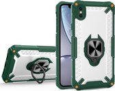 Matte TPU + PC magnetische schokbestendige hoes met ringhouder voor iPhone XS Max (donkergroen)