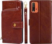 Ritstas PU + TPU Horizontale Flip Leren Case met Houder & Kaartsleuf & Portemonnee & Lanyard Voor Xiaomi Redmi Note 9 4G (CN-versie) / Redmi 9 Power / Redmi 9T (Bruin)