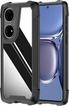 Voor Huawei P50 Pro Rvs Metalen PC Achterkant + TPU Heavy Duty Armor Schokbestendig Hoesje (Spiegel Zwart)