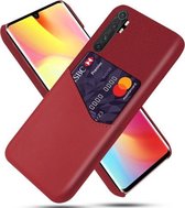 Voor Xiaomi Mi Note 10 Lite Doek Textuur PC + PU lederen achterkant Schokbestendig hoesje met kaartsleuf (rood)