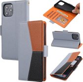 Litchi-textuur Kleuraanpassing Horizontale flip-lederen hoes met kaartsleuven & houder & portemonnee & fotolijst voor iPhone 13 mini (grijs)