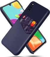 Voor Samsung Galaxy A41 JE Versie Doek Textuur PC + PU Lederen Achterkant Schokbestendig Hoesje met Kaartsleuf (Blauw)