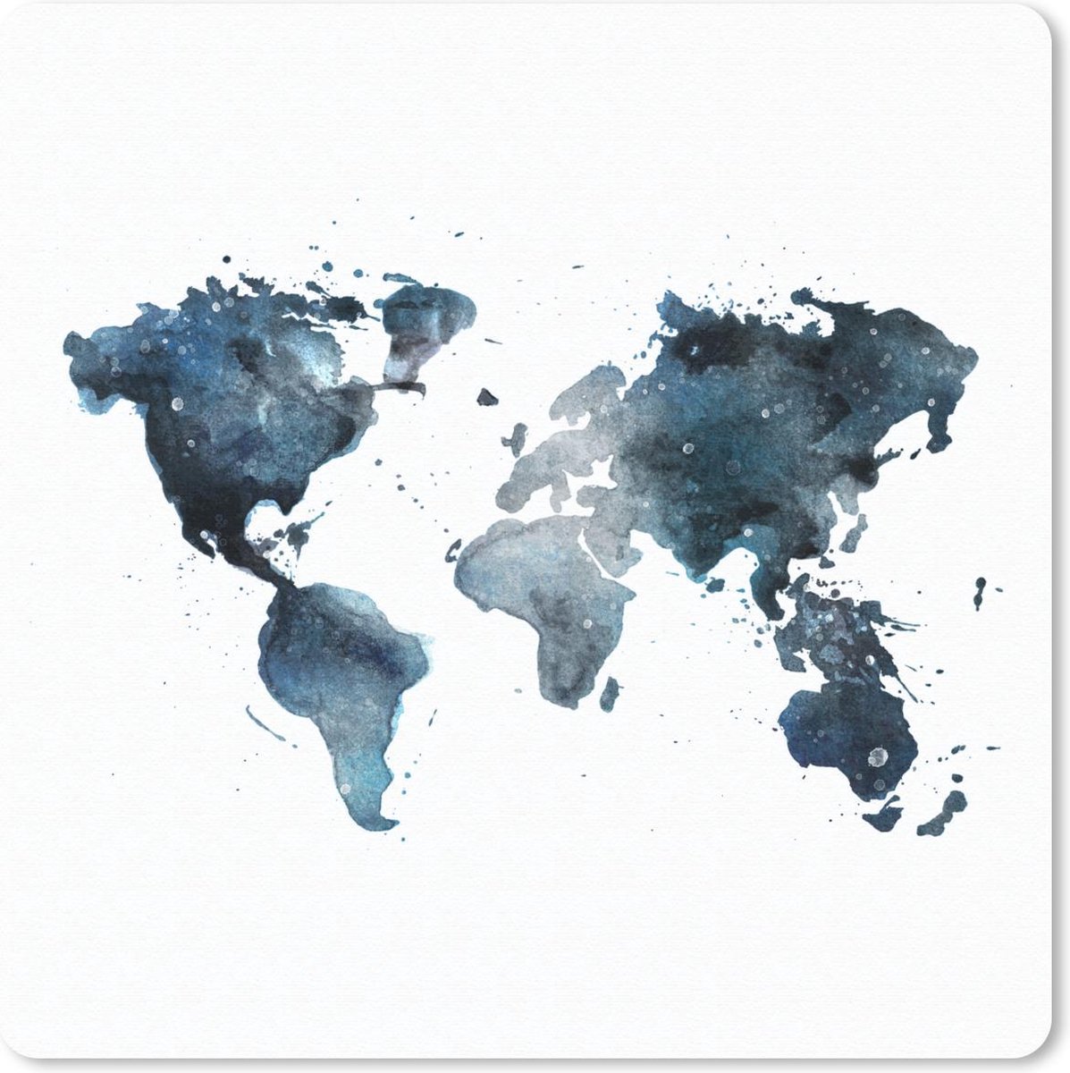 Muismat 20x20 cm - Mousepad Wereldkaart - Abstract - Wit - Muismatten