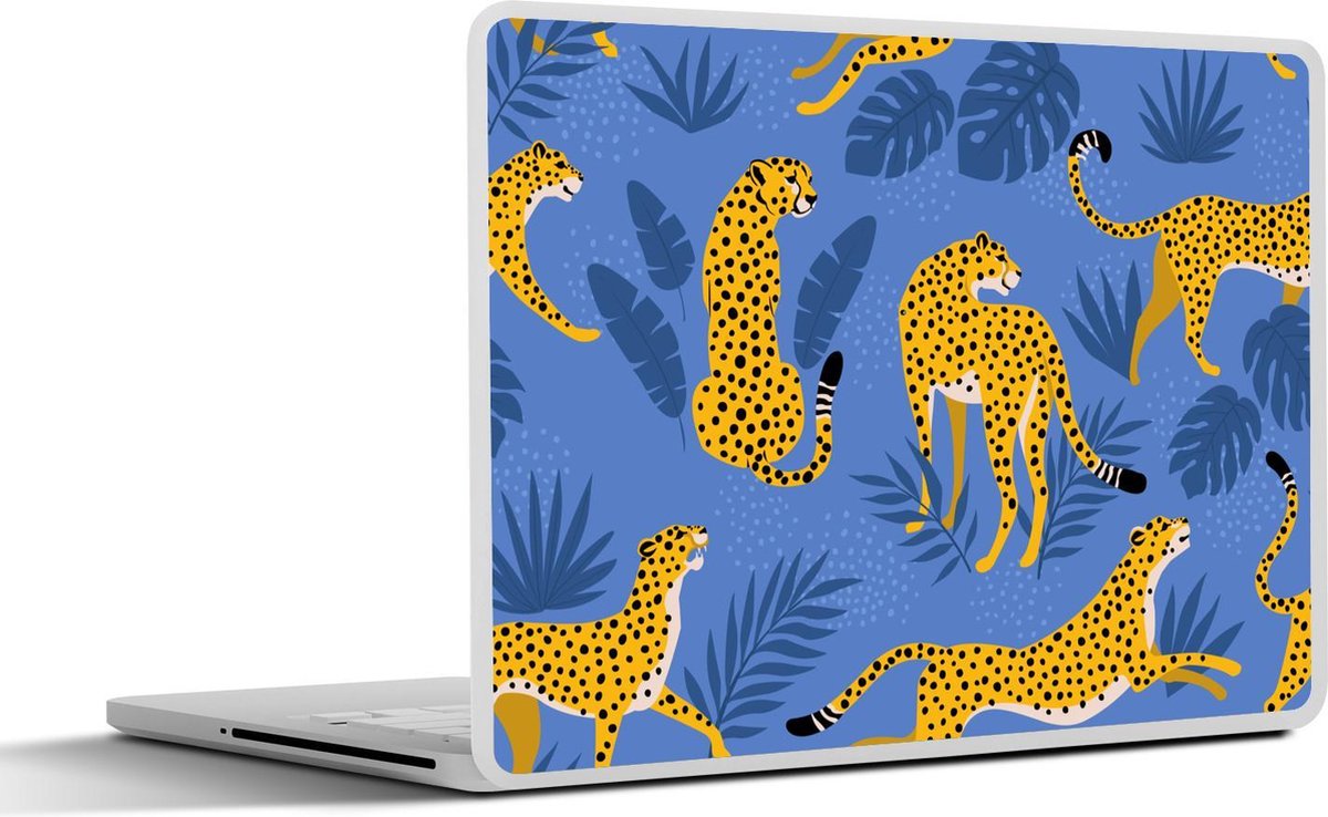 Laptop sticker - 14 inch - Patronen - Panter - Blauw - 32x5x23x5cm - Laptopstickers - Laptop skin - Cover