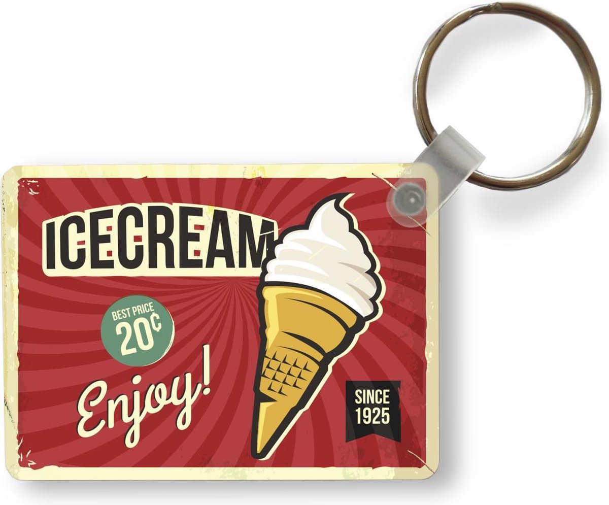 Sleutelhanger IJs Vintage Reclamebord Tekening sleutelhanger-ijs-vintage-reclamebord-tekening