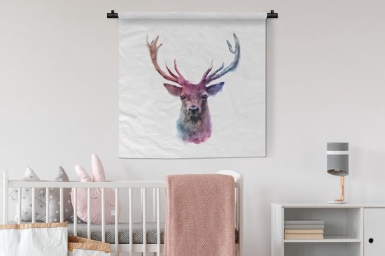 Tapisserie - Tapisserie - Cerf - Wit - Couleur - 90x90 cm - Tapisserie