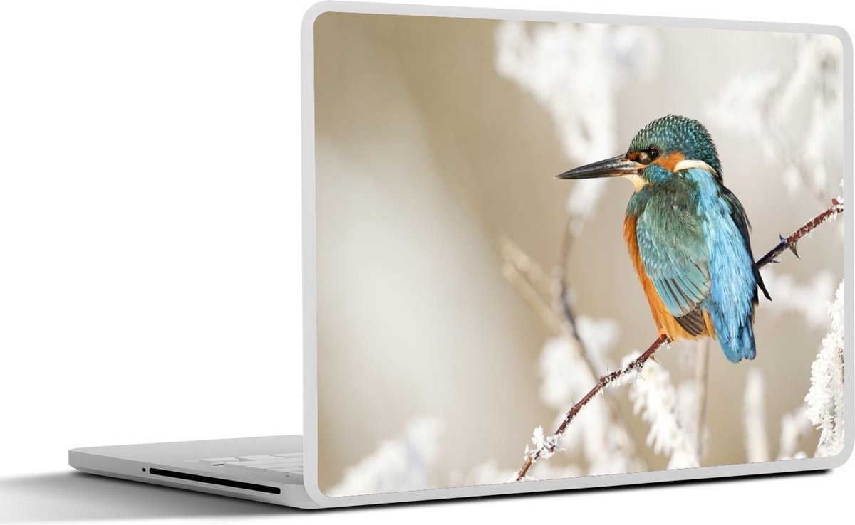 Laptop sticker - 15.6 inch - IJsvogel - Sneeuw - Takken - 36x27,5cm - Laptopstickers - Laptop skin - Cover
