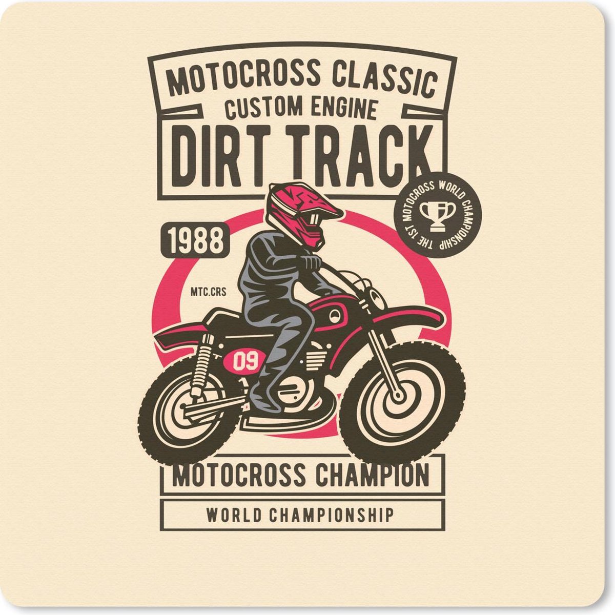 Muismat 30x30 cm - Mousepad Motorcross - Tekening - Retro - Muismatten