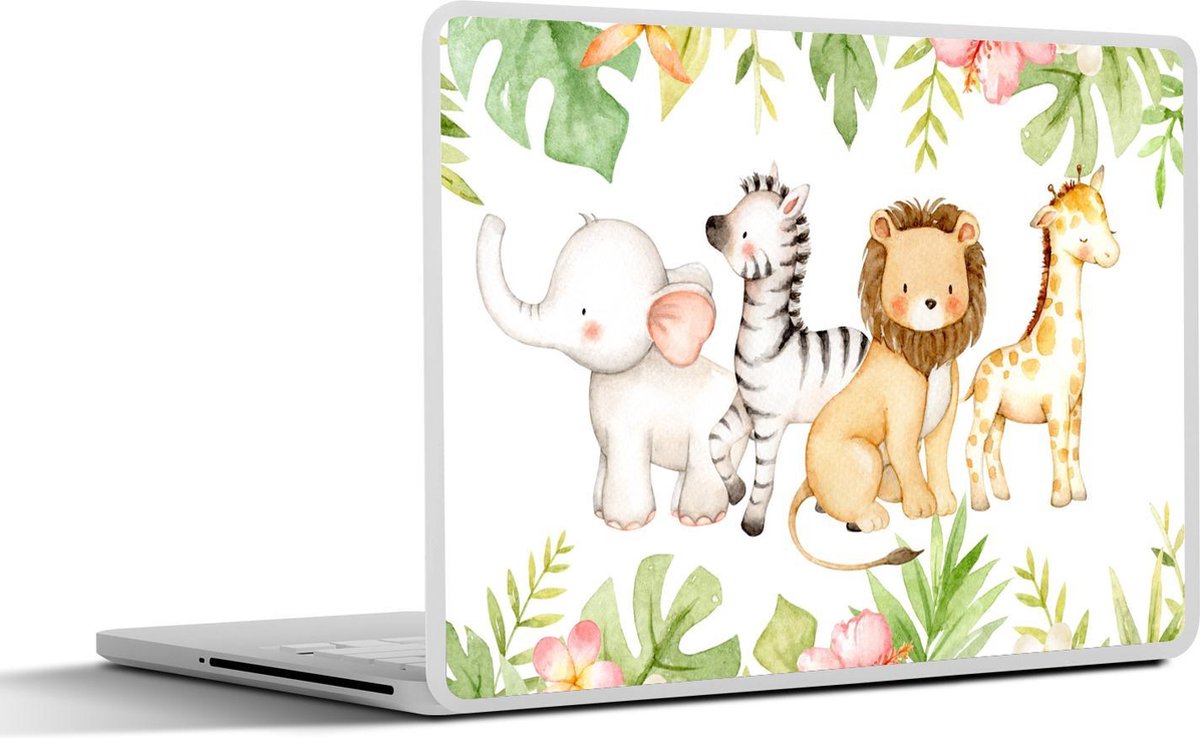 Laptop sticker - 10.1 inch - Jungle - Dieren - Aquarelverf - 25x18cm - Laptopstickers - Laptop skin - Cover