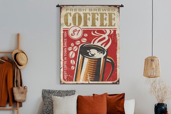 Tapisserie - Tapisserie - Café - Vintage - Assiette - Coffee - 120x160 cm - Tapisserie